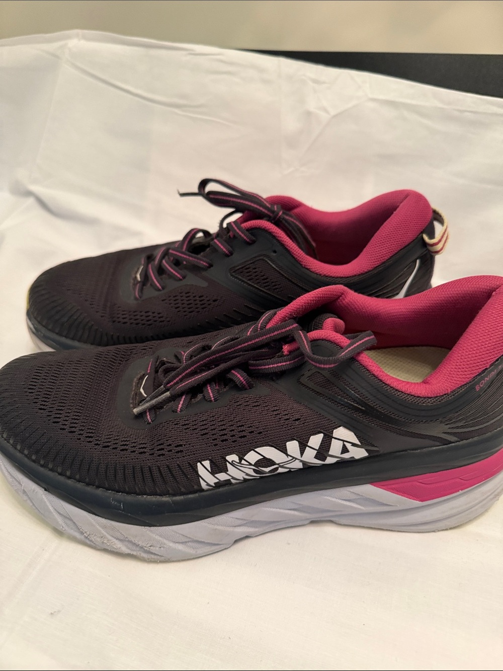Hoka One One Women's Black and Pink Athletic Running Shoes